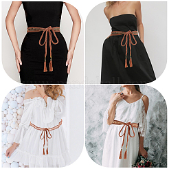 1 шт. хлопковые и льняные цветочные кружевные пояса с кисточками для талии и живота&nbsp;AJEW-GF0012-32B