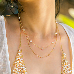 925 колье из стерлингового серебра с бусинами из натурального жемчуга NJEW-Z030-01G