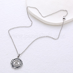 Collares minimalistas con colgante de flor negra esmaltada en acero inoxidable 304 para mujer.&nbsp;QO5072