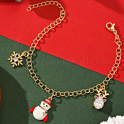 Рождественские браслеты с подвесками из латуни и кубическими циркониями LX6041