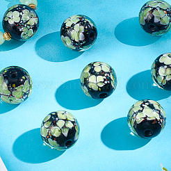 10 шт. бусины-лэмпворк ручной работы с внутренним цветком&nbsp;LAMP-PA0001-02C