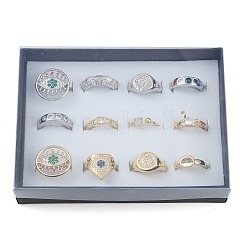 Регулируемые латунные микропрофилированные кубические кольца из циркония&nbsp;RJEW-MSMC002-18