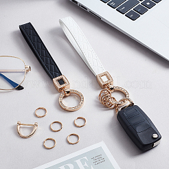 2 комплект 2-х цветных брелоков из сплава с искусственной кожей&nbsp;KEYC-PH0002-14B