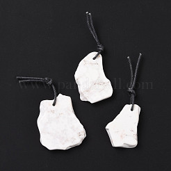 天然ハウライトビッグペンダント  ワックスコードと  ナゲット  32~61x22~49x4.5~6mm&nbsp;G-G854-02C