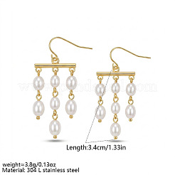 Boucles d'oreilles chandelier à pampilles ovales en acier inoxydable 304 et perles de plastique&nbsp;WGBEBE0-01