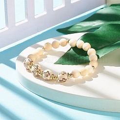 Bracelet extensible en perles rondes en bois de thuya stuchuenensis naturel&nbsp;BJEW-JB07927