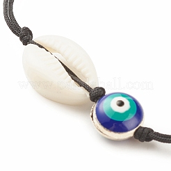 Braccialetto di perline intrecciate con conchiglia acrilica e smalto&nbsp;BJEW-JB08130-02