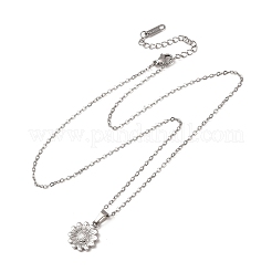 Colliers à pendentif fleur en acier inoxydable 304 avec chaîne câble pour hommes et femmes&nbsp;NJEW-K308-05E-P