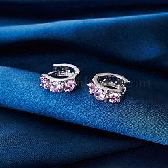 925 серебряный кубический серьги обруча из серебра EJEW-L294-016P