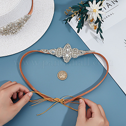 2 шт. коровья кожа с лентой для шляпы со стразами&nbsp;HJEW-ME00030