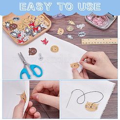 2 пакетик печатных деревянных пуговиц BUTT-WR0001-31