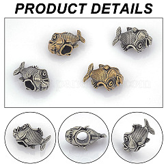 4 pz 2 perline di ottone a forma di pesce colorate&nbsp;KK-NB0002-96
