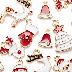 64 pièces 8 style or clair thème de noël alliage pendentifs en émail&nbsp;ENAM-LS0001-56