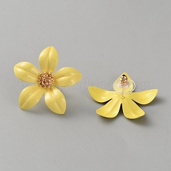 Серьги-гвоздики с цветком из эмали и железа&nbsp;EJEW-WH0033-57A