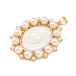 Овальные подвески из натуральной белой ракушки KK-F919-47G