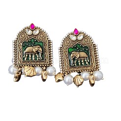 Серьги-гвоздики из пластика и цинкового сплава с подвесками и жемчугом FS-WGCCE5A-01