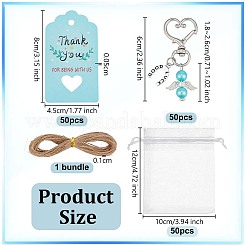 天使合金とABSプラスチック模造真珠ペンダント装飾50個  合金製回転留め具と紙カードとオーガンジーのギフトバッグ付き  アンティークシルバー＆プラチナ  ミックスカラー  60mm&nbsp;HJEW-OC00348