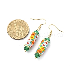 Плетеные серьги-колонны с подвесками&nbsp;EJEW-MZ00060-03