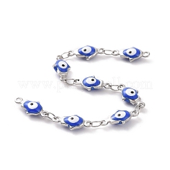 Mano di hamsa smaltata con catene a maglie malocchio&nbsp;CHS-G023-01P-03