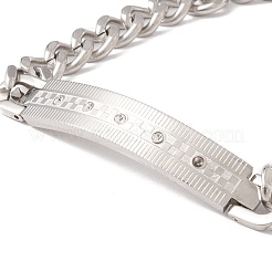 Браслет из прямоугольной нержавеющей стали 304 с кристаллами и стразами для мужчин и женщин STAS-P304-13P