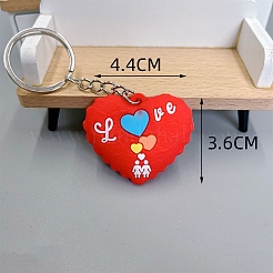 ハート PVC バッグ キーホルダー  バックパック吊り下げ装飾  レッド  36x44mm&nbsp;PW-WGA4EE2-03
