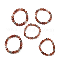 Браслеты из натуральных круглых бусин солнечного камня для женщин BJEW-L712-A04