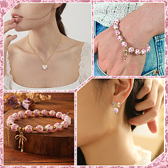 Ensemble de boucles d'oreilles et bracelet en alliage émaillé avec perles en porcelaine et pendentifs en laiton micro pavés de zircones cubiques transparentes&nbsp;SJEW-ME00002