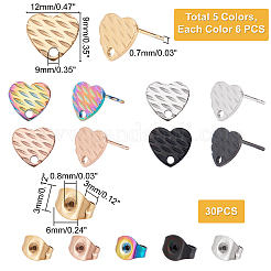 30 шт. 5-цветное ионное покрытие (IP) 304 нержавеющая сталь серьги-гвоздики фурнитура&nbsp;STAS-UN0029-83