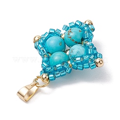 Плетеные подвески из синтетической бирюзы и стеклянных бусин&nbsp;PALLOY-MZ00365-04