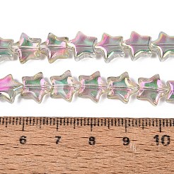電気メッキ透明ガラスビーズ連売り  スター  ショッキングピンク  9~9.5x9.5~10x4~5mm  穴：0.6~0.8mm  約100個/連  33.46インチ（85cm）&nbsp;EGLA-N056-04A-A03
