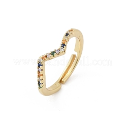 Волнистые латунные микропаве кубические цирконии регулируемые кольца RJEW-S400-15G
