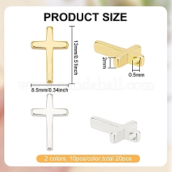 20 шт. 2-х цветные латунные маленькие крестики-подвески&nbsp;KK-BC0012-55