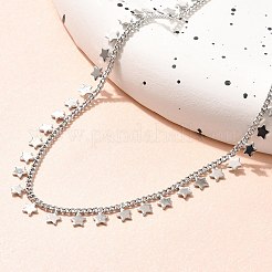 Стойка покрытие латунь звезда кисточка подвеска ожерелья для женщин NJEW-M048-02P