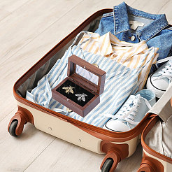 Прямоугольные коробки для хранения запонок из орехового дерева&nbsp;CON-WH0100-03