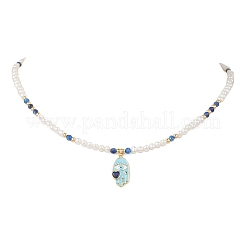 Латунный эмалированный кулон в виде хамсы на руку NJEW-JN05495