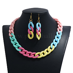Комплекты акриловых цепочек-ожерельев и серег-подвесок&nbsp;FS-WGAEF35-02