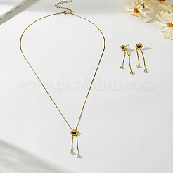 Set di orecchini pendenti in acciaio inossidabile da donna e collane a laccio&nbsp;EB5177-2