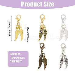 75 шт. подвеска в виде крыла из сплава 5 цветов&nbsp;HJEW-CA00060