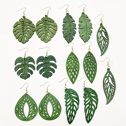 Boucles d'oreilles pendantes en bois pour femme&nbsp;WGE9009-01