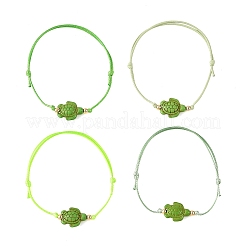 4 braccialetto da donna regolabile con perline di tartaruga marina sintetica turchese tinta oceano&nbsp;BJEW-JB14243-01