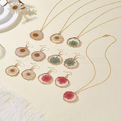 Ohrringe und Halsketten-Sets mit getrockneten Blumen aus Kunstharz&nbsp;SJEW-FS00005