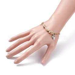 Браслет из бусин в виде тройной спирали с подвеской в виде черепахи BJEW-JB07547-02