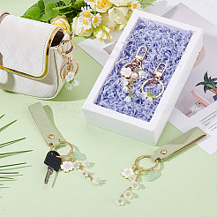 4 шт. 4 стиля брелок для ключей из сплава в виде цветка с подвеской из смолы в виде ландыша AJEW-NB0007-02