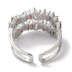 Латунные микро проложить манжеты кольца кубического циркония&nbsp;RJEW-G310-22P