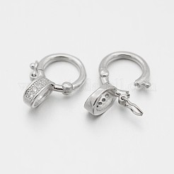 925 серебряная застежка-замочек с родиевым покрытием и фианитами с микропаве STER-M082-01B