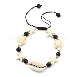 2-teiliges Set verstellbarer Armbänder aus natürlichen Kaurimuscheln&nbsp;BJEW-JB13917