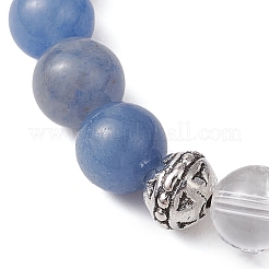 Bracciali elastici rotondi con pietre preziose naturali miste e perline in lega per le donne&nbsp;BJEW-TA00558