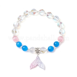 Синтетические лунные камни бусины эластичные браслеты для женщин&nbsp;BJEW-TA00600