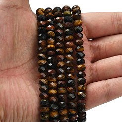 Трехцветные нити бусин из натурального тигрового глаза&nbsp;G-Z111-A02-02