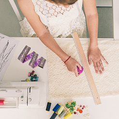 Вышивка полиэфирными лентами в этническом стиле&nbsp;OCOR-WH0070-04B